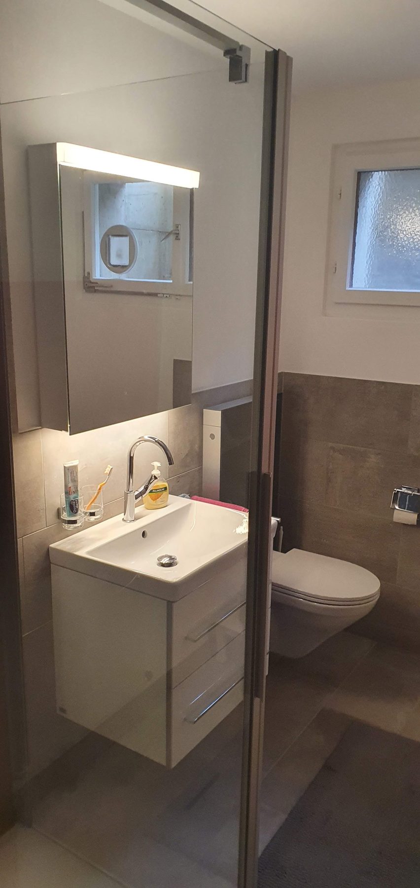 Kleines WC mit Spiegelschrank